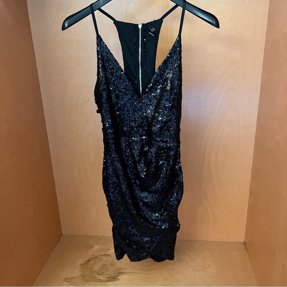 Windsor Elegant Black Sequin Dress with side slit, size small